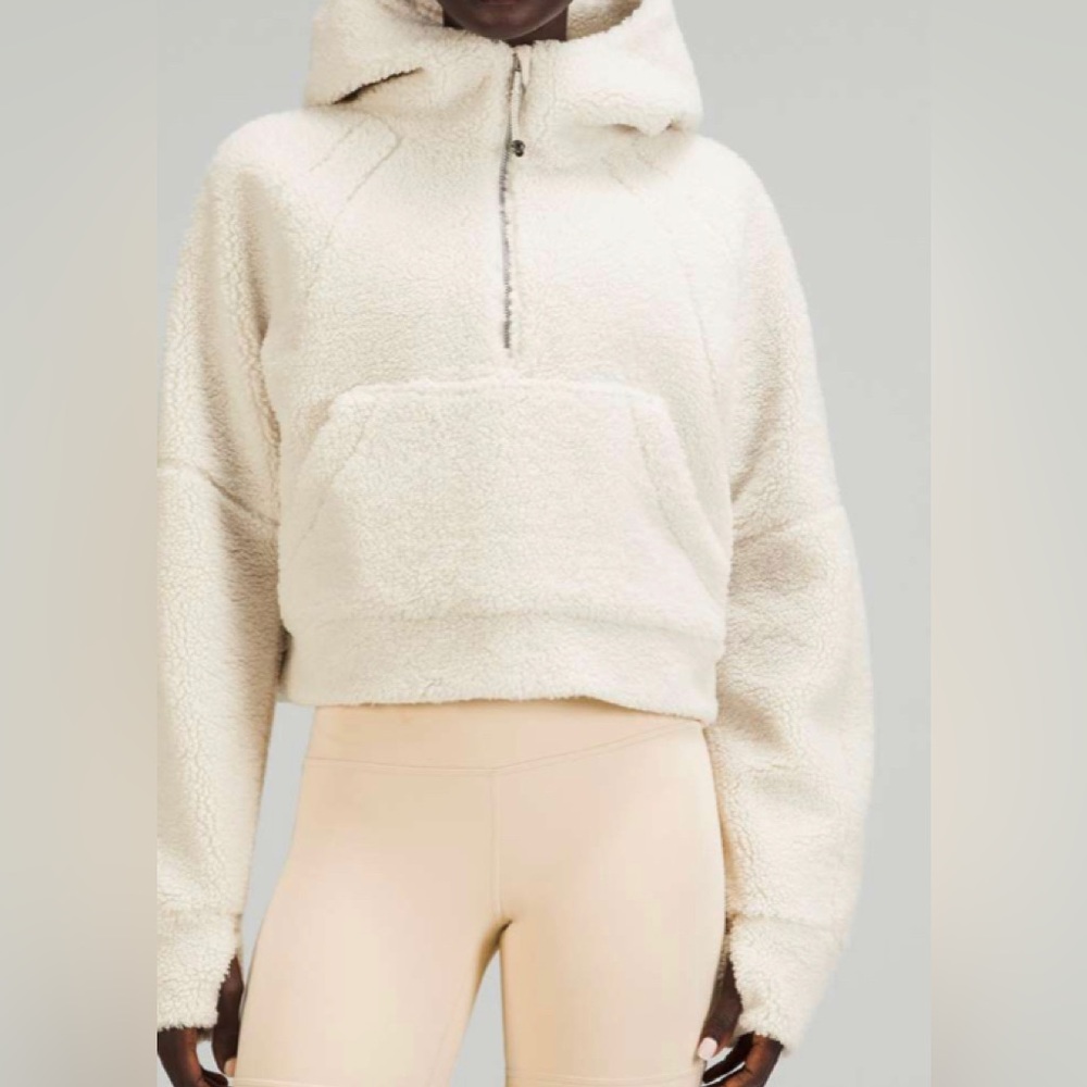 Lululemon Scuba Oversized Half-Zip Fleece Hoodie White Opal size XL/XXL EUC
